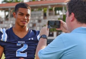 Legacy Library Founder/CEO Jake Elman interviews Keiser defensive back Sage-Chen Young in 2019